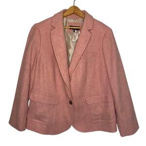 Talbots Blazer Jacket Pink Wool Blend 2 Button Office Career Preppy 16W Petite